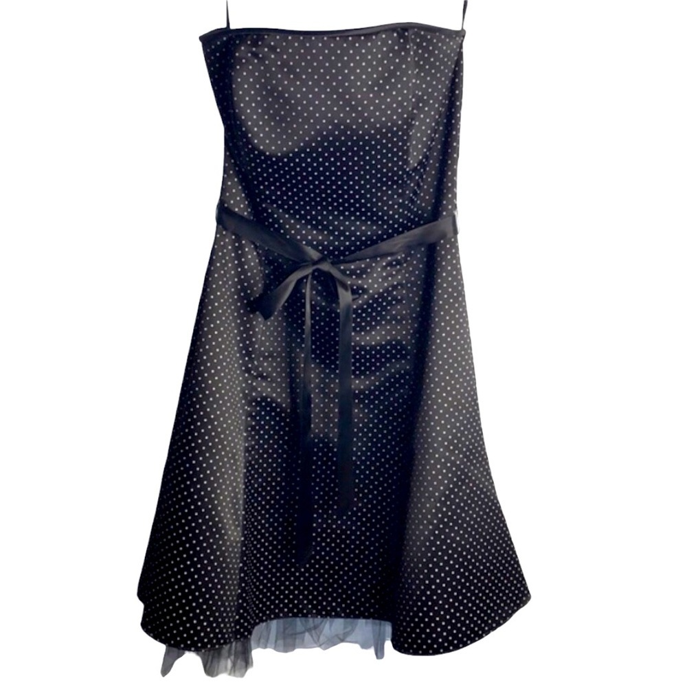 Vintage JESSICA MCCLINTOCK GUNNE SAX Black White Strapless Formal Dress Size 5